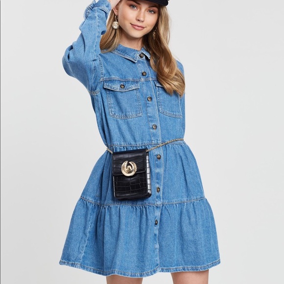 NWT Free People Nicole Denim Shirt Dress in Indigo - Picture 3 of 6